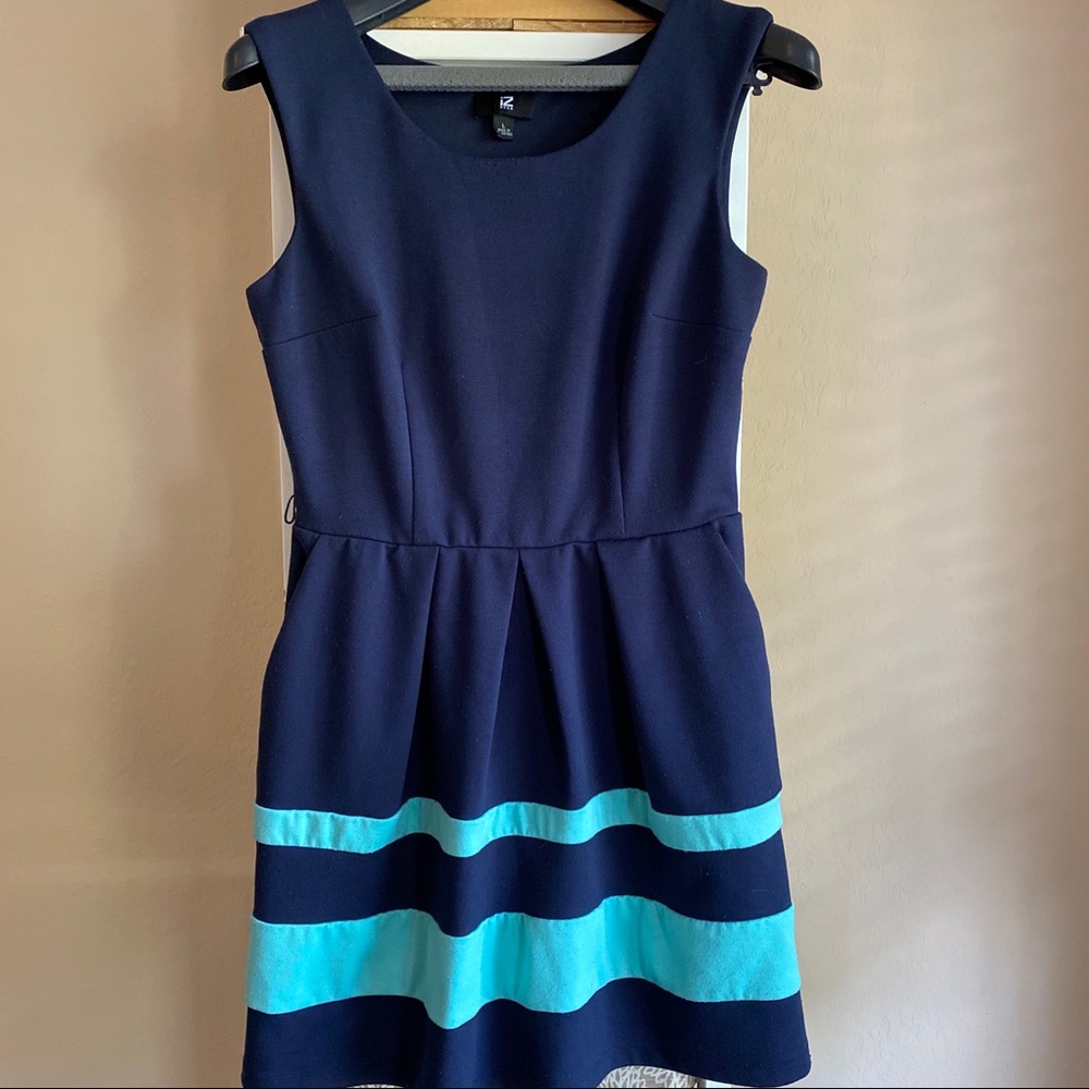 Navy and Teal Stripe Dress